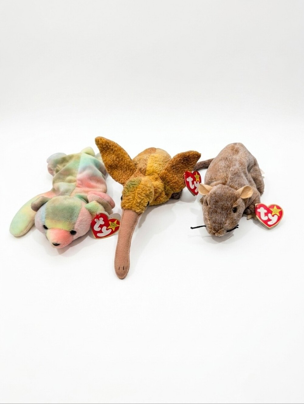 Ty Beanie Babies Plush Trio: Beak, Tiptoe, Sammy